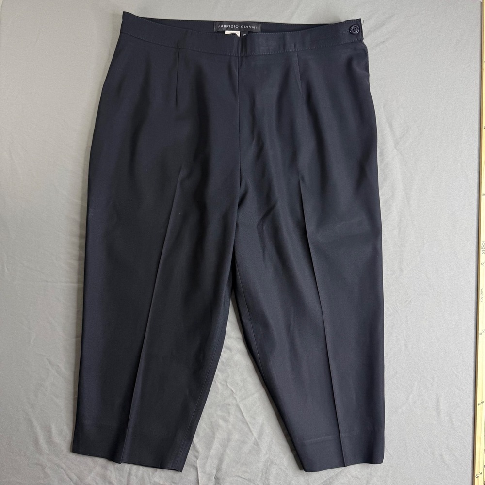 Fabrizio Gianni Black Capri Pants Side Zip Cropped Trousers Women Size 12